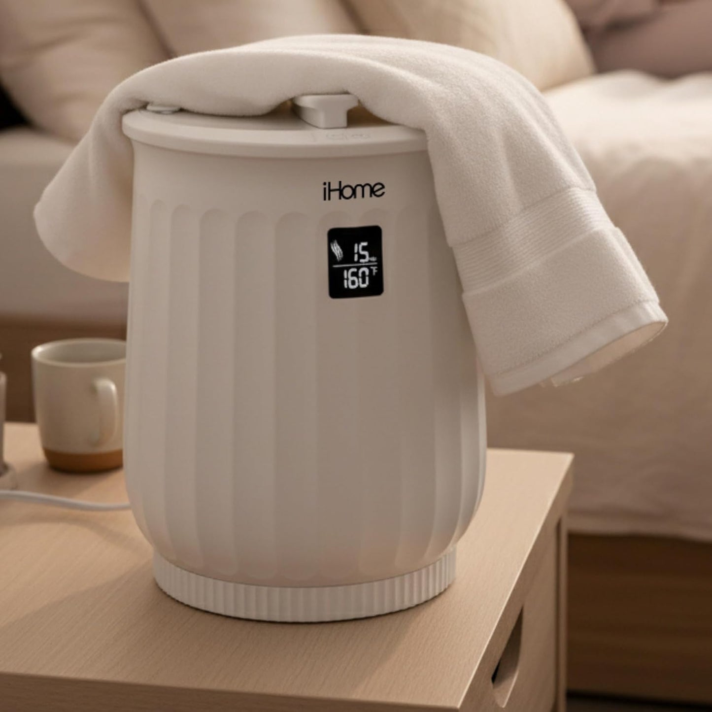iHome Luxury Towel Warmer - 20L Large Hot Towel Heater with Fragrance Pad Holder | Ideal for Spa, Blankets & Bathroom Use