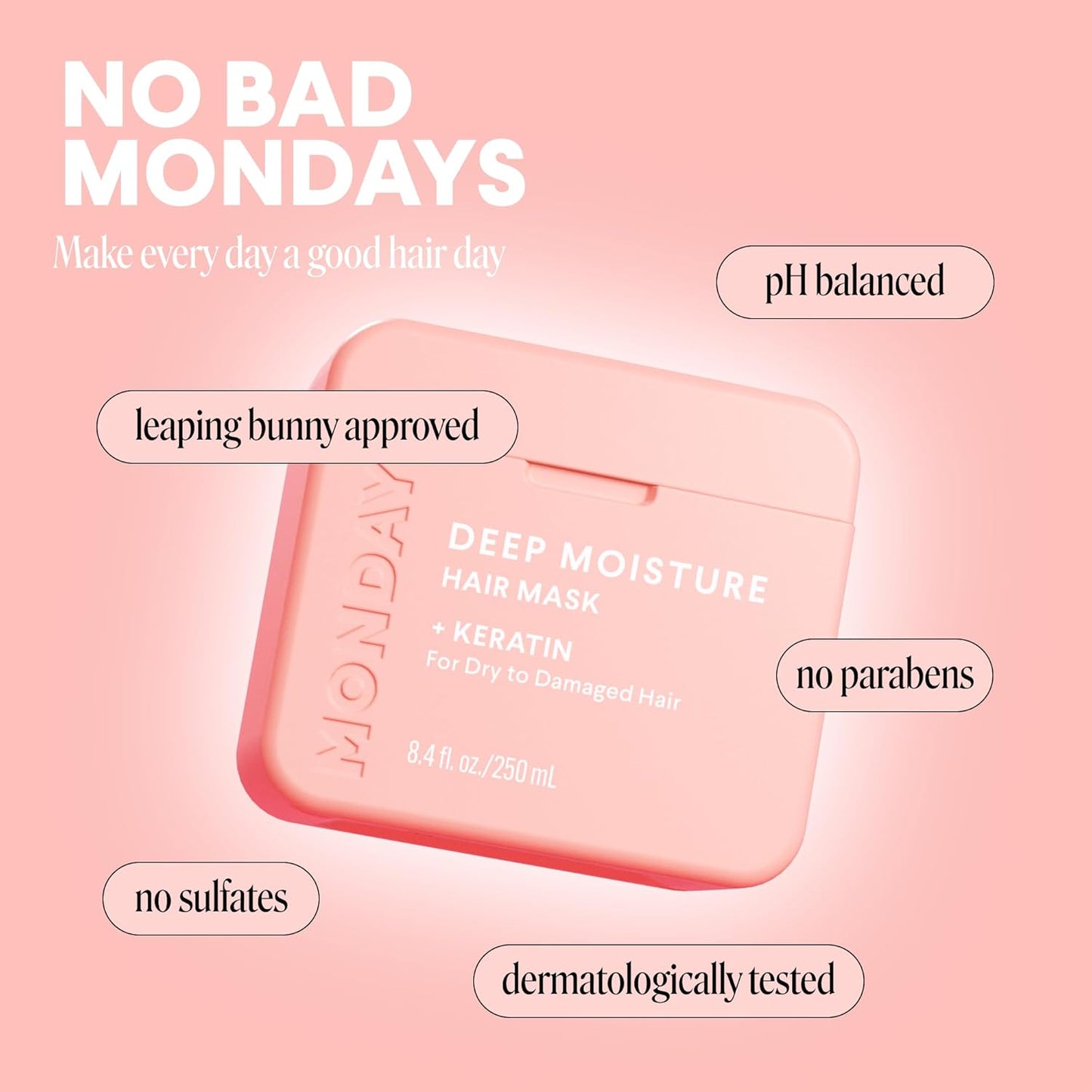 Deep Moisture Hair Mask | Keratin, Argan Oil & Shea Butter for Dry, Damaged Hair - 250 mL Dual Pack