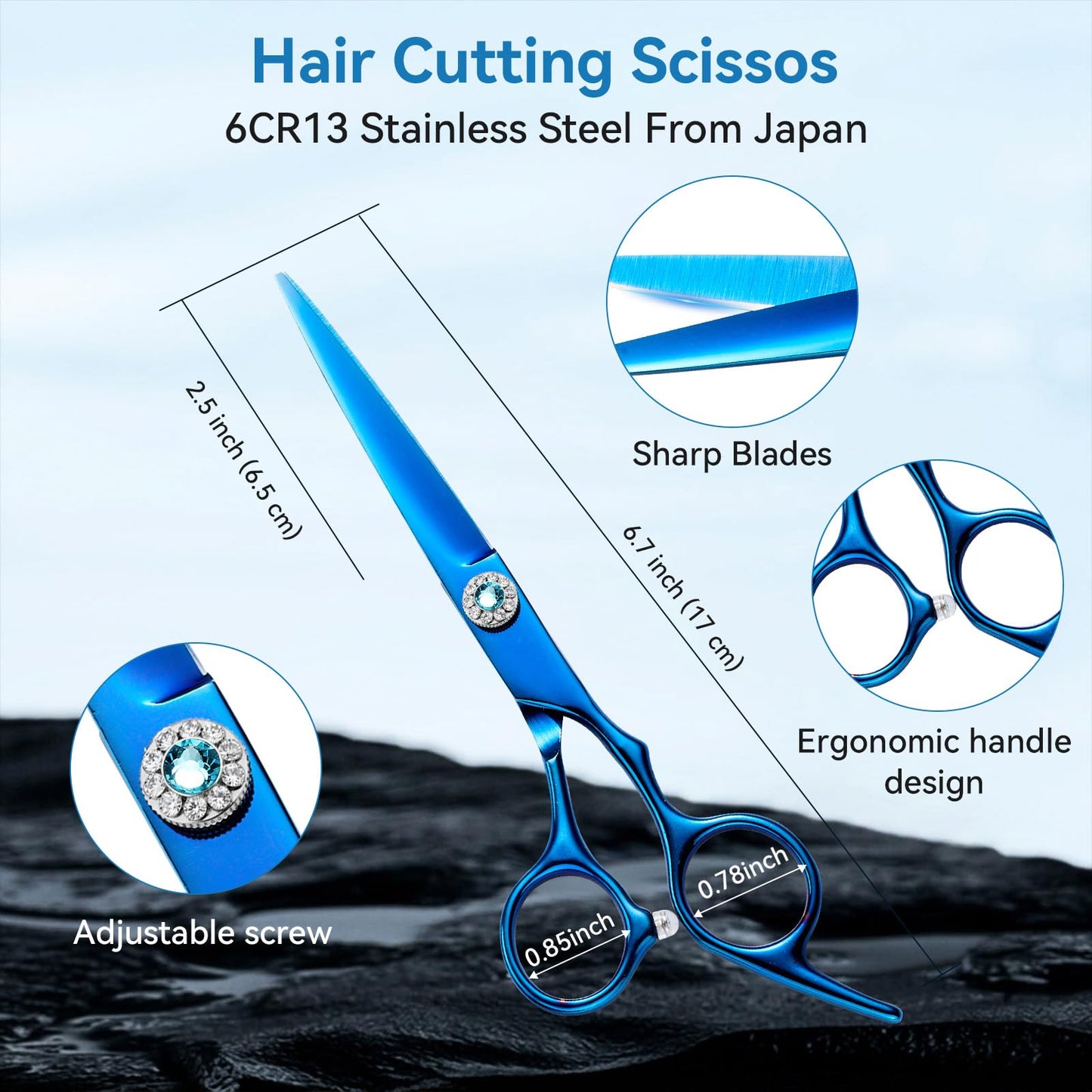 Japanese 6Cr13 Steel Hair Cutting Scissors Kit, 21-Pcs Barber Shears Set