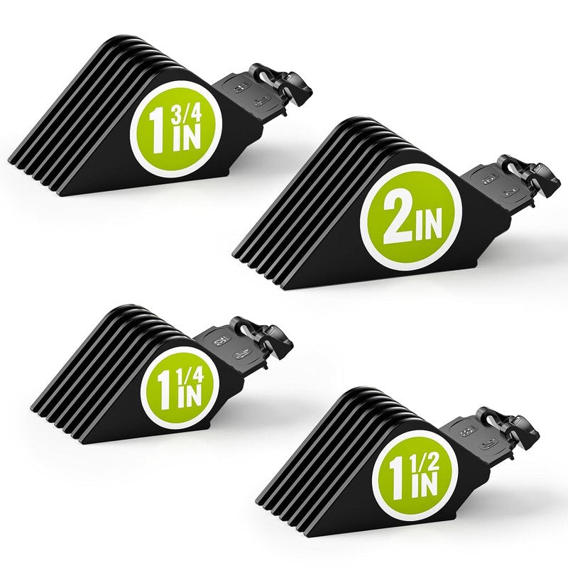 Clipper Guards - Professional Hair Clipper Combs for Wahl | Extra Long 1.25", 1.5", 1.75", 2" Sizes, Black