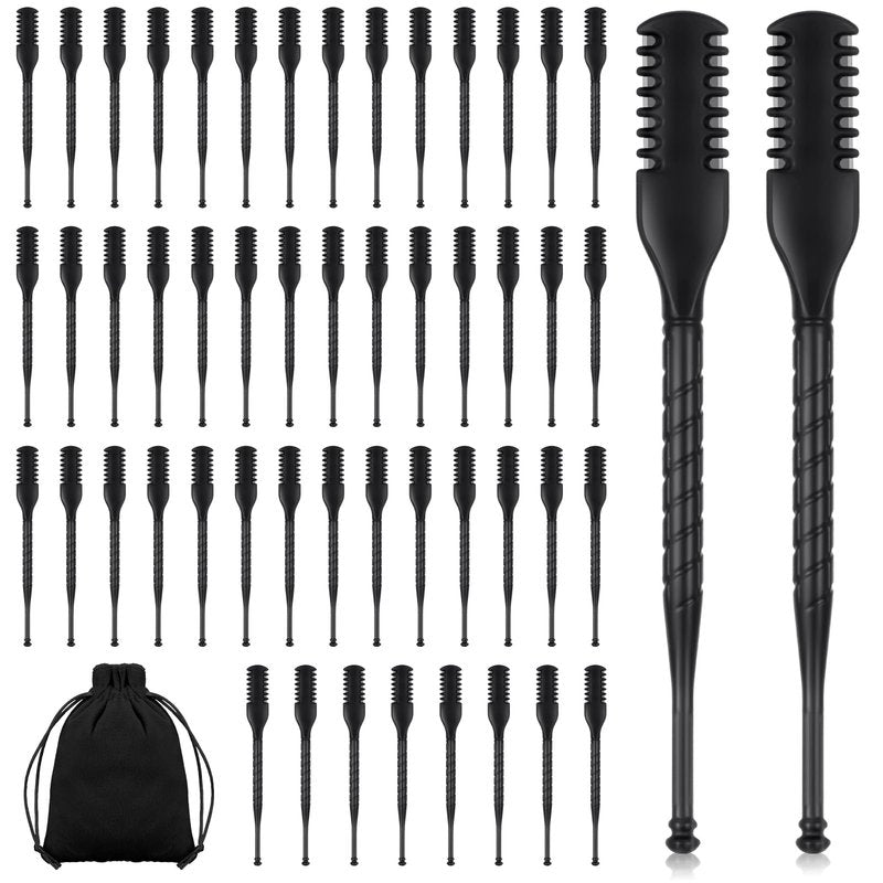Chumia 50 Pcs Nose Hair Remover Bulk with Black Velvet Packaging Bag Portable 360 Degree Rotating Nose Hair Trimmer for Women and Men for Home and Beauty Salon (Black)