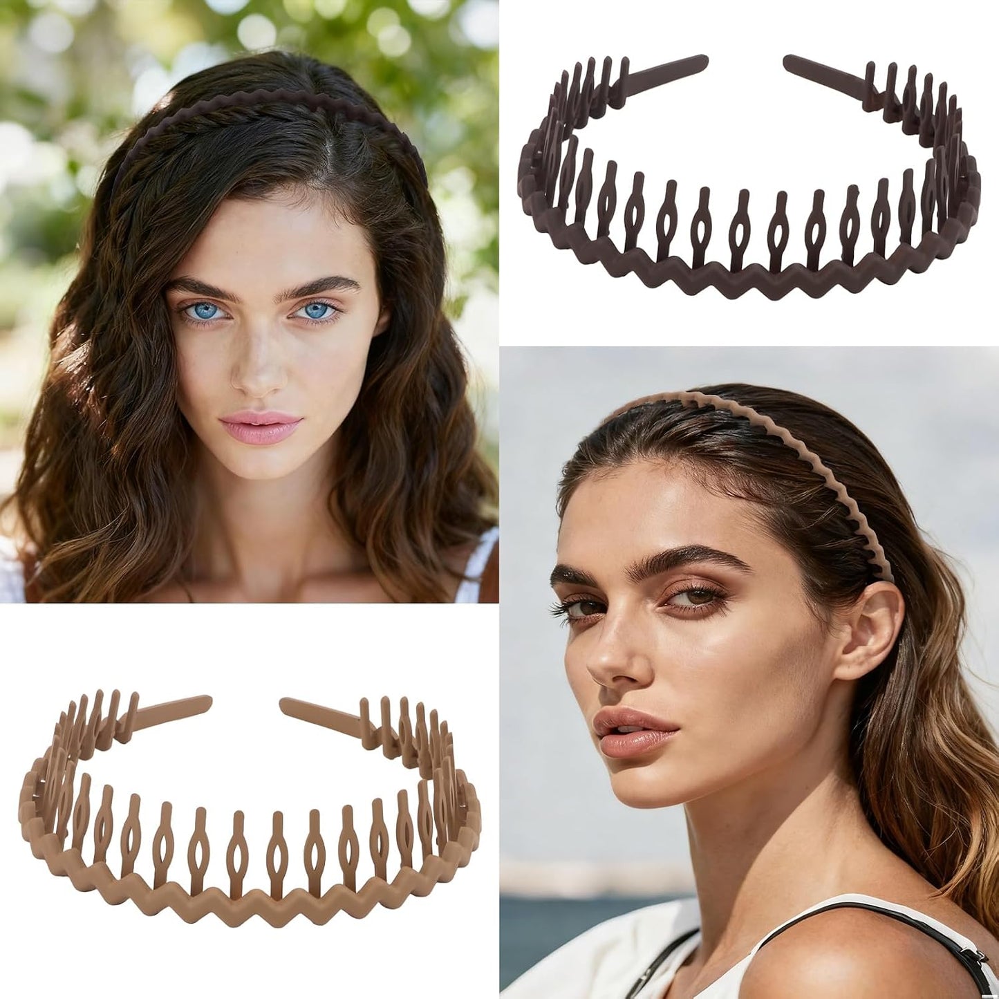 Zig Zag Headbands - Wavy Non-Slip Hair Accessories for Women & Men | 3 Pcs Set