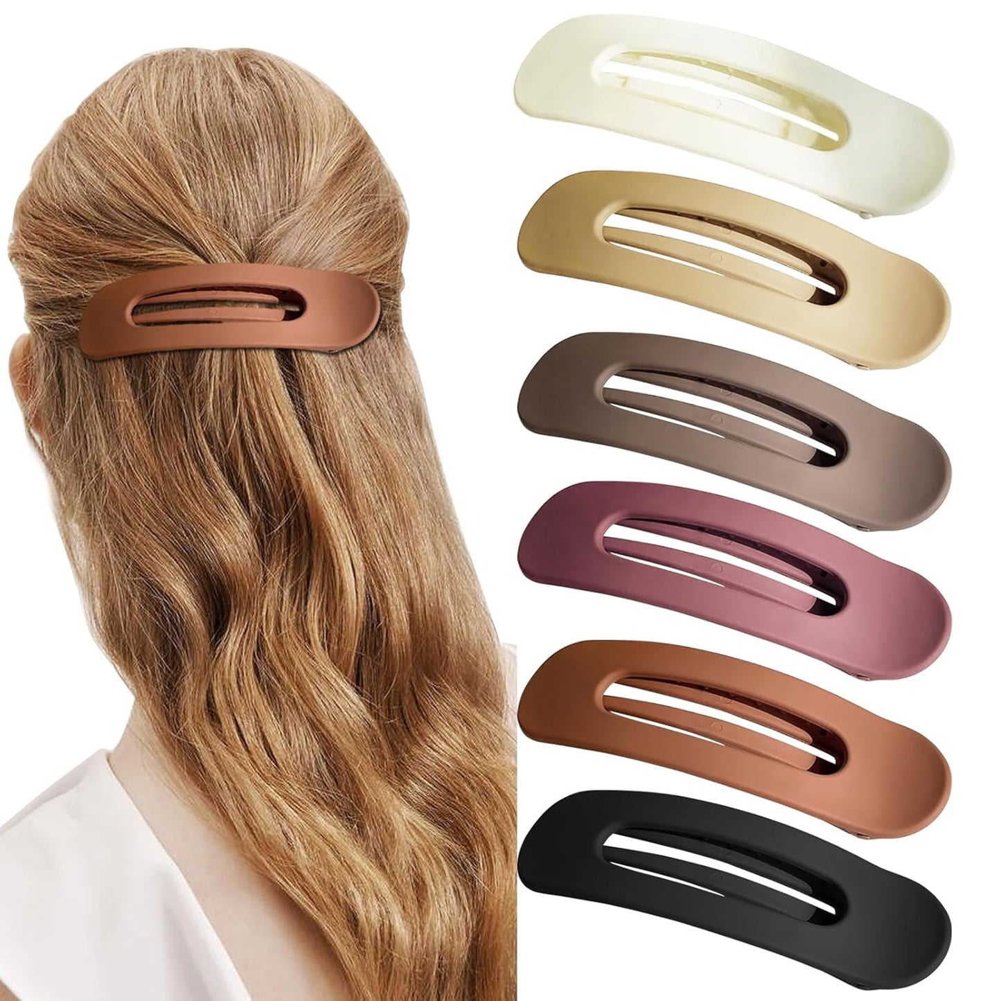 Flat Hair Clips - 6Pcs Medium Matte Duck Bill Barrettes for Strong Hold | Perfect for Women & Girls