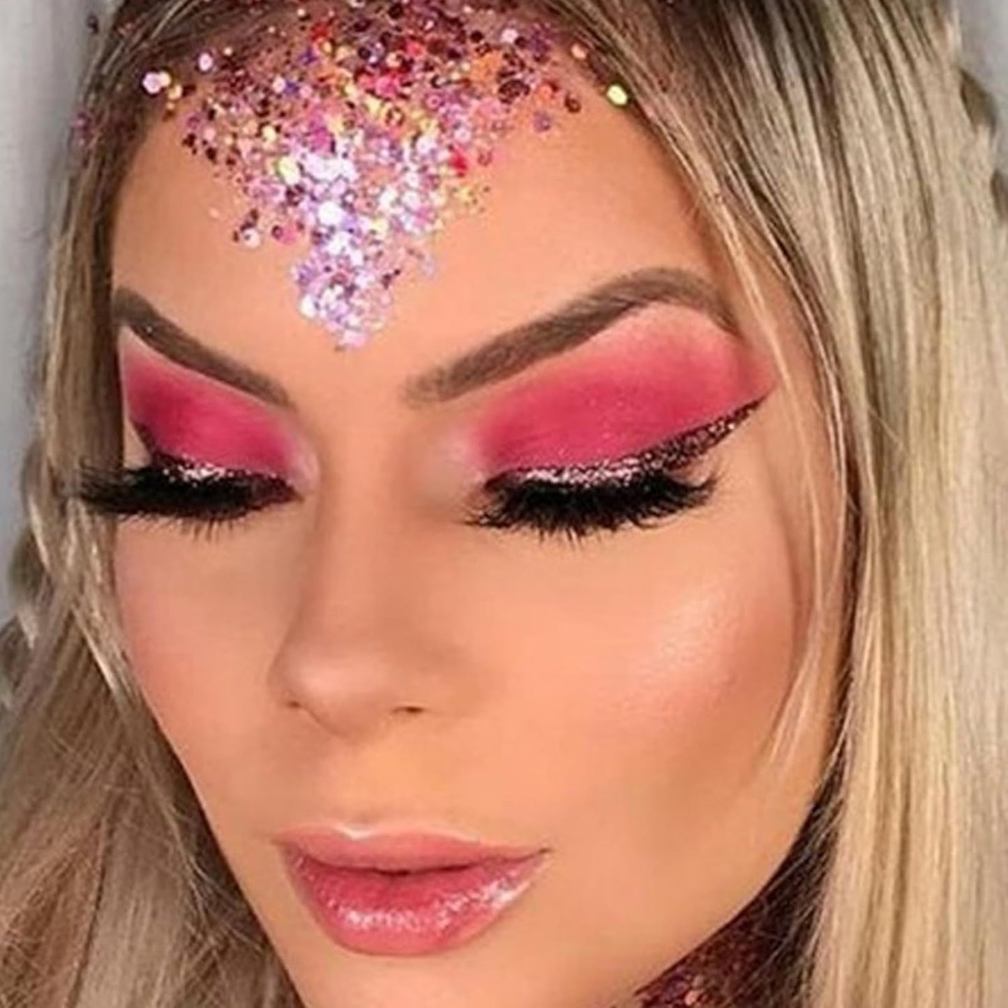 Pink Face & Body Glitter - Sparkly Hair & Makeup for Kids | Self-Adhesive Mermaid Glitter for Concerts & Halloween