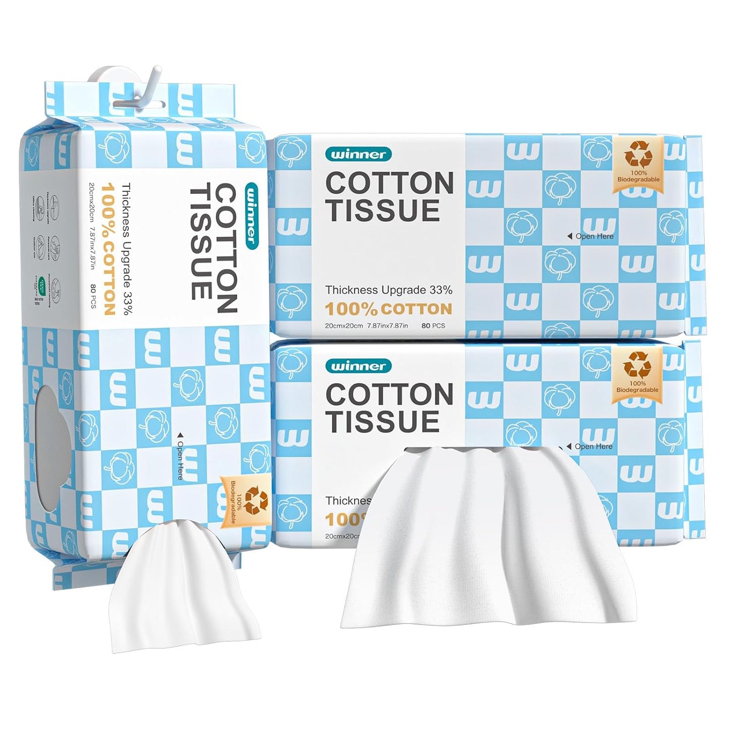 Soft Face Towels - Upgraded Thicker 100% USDA Biobased Facial Towels | Gentle, Unscented, 240 Count (Pack of 3)