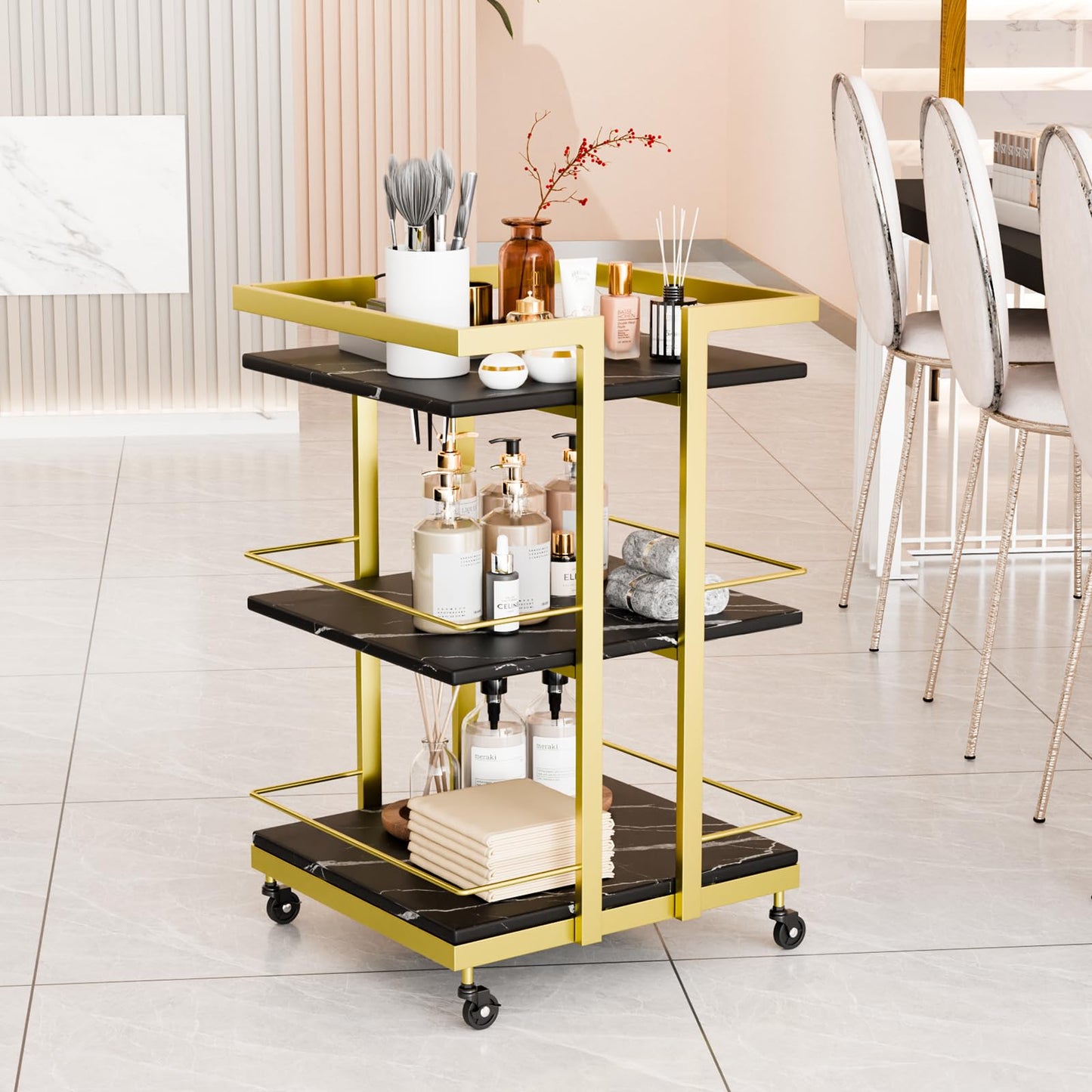 OmySalon Esthetician Cart with Wheels Utility Salon Rolling Trolley
