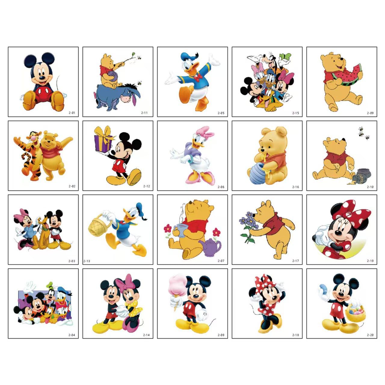 Mickey & Minnie Temporary Tattoos - 20 Sheets Birthday Party Favors | Cute Cartoon Stickers for Kids