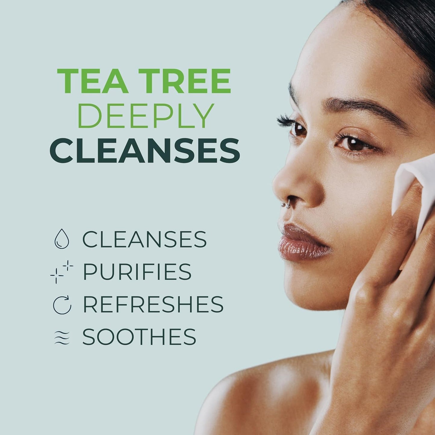 NOVEHA Tea Tree Oil Eyelid & Lash Wipes - Hyaluronic Acid, Green Tea & Chamomile | 60 Individually Wrapped Cleansers for Blepharitis & Itchy Eyes