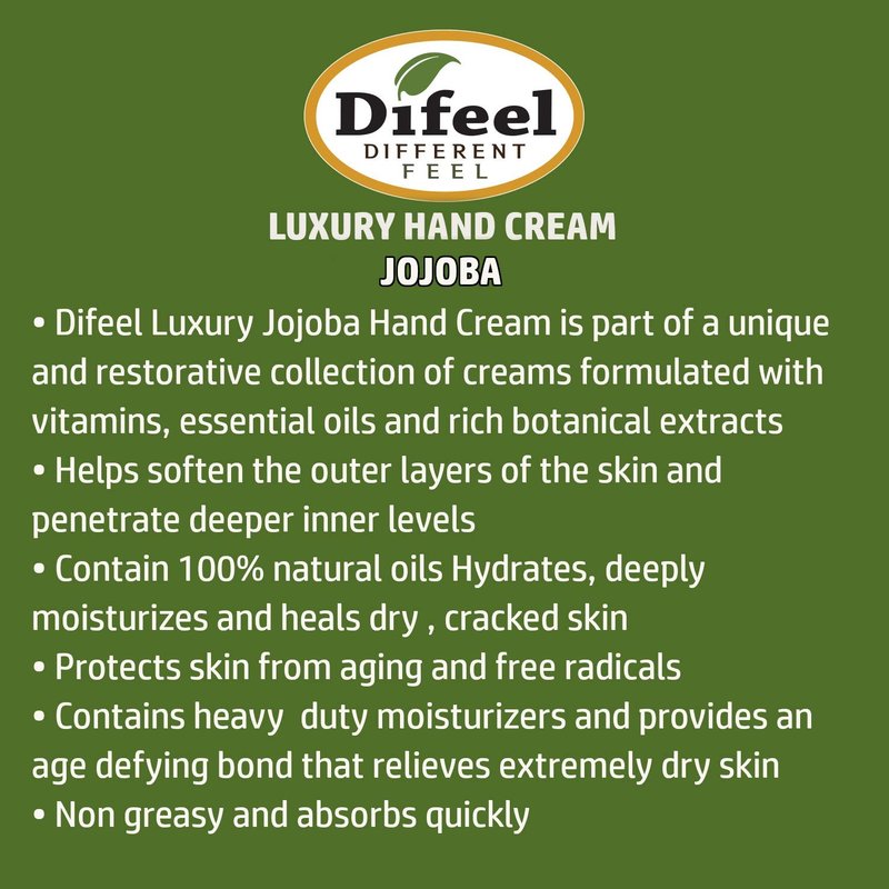 Difeel Luxury Moisturizing Hand Cream - Jojoba with Vitamin E Oil and 100% Pure Oil 1.4 ounce (6-Pack)