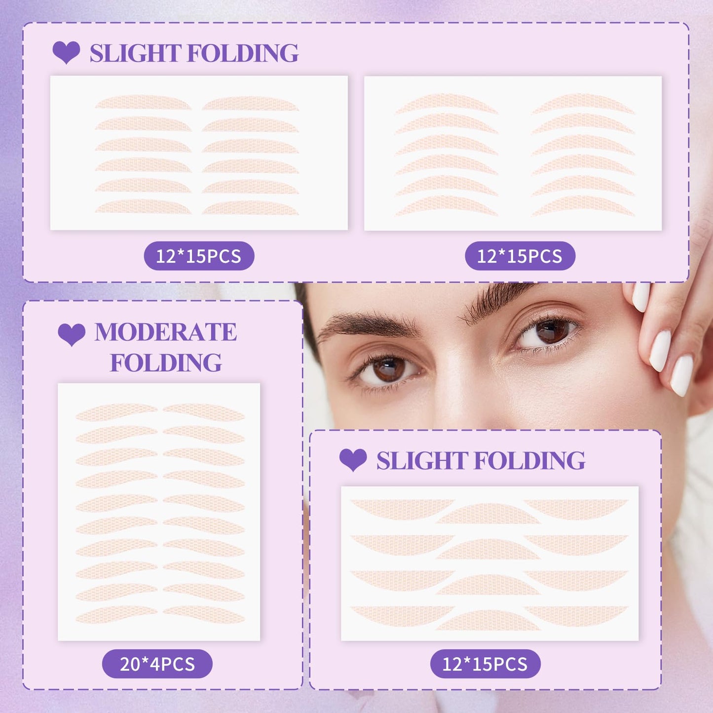 WENDY LASHES 640Pcs Eyelid Tape, Invisible Double Eyelid Stickers Tape Hooded Eye Lift, Natural Look, Waterproof Reusable Instant Lifting Eyelid Tape Easy to Apply for Monolids/Hooded Eyes(640Pcs)