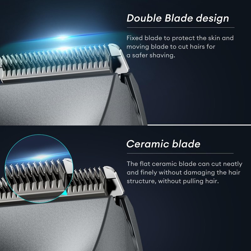kensen Body Hair Trimmer for Men - Manscape Electric Shavers for Men, Rechargeable Pubic Hair Trimmer with Replaceable Ceramic Blade Head IPX7 Waterproof Wet/Dry Groin Trimmers Ball Shaver (Black)