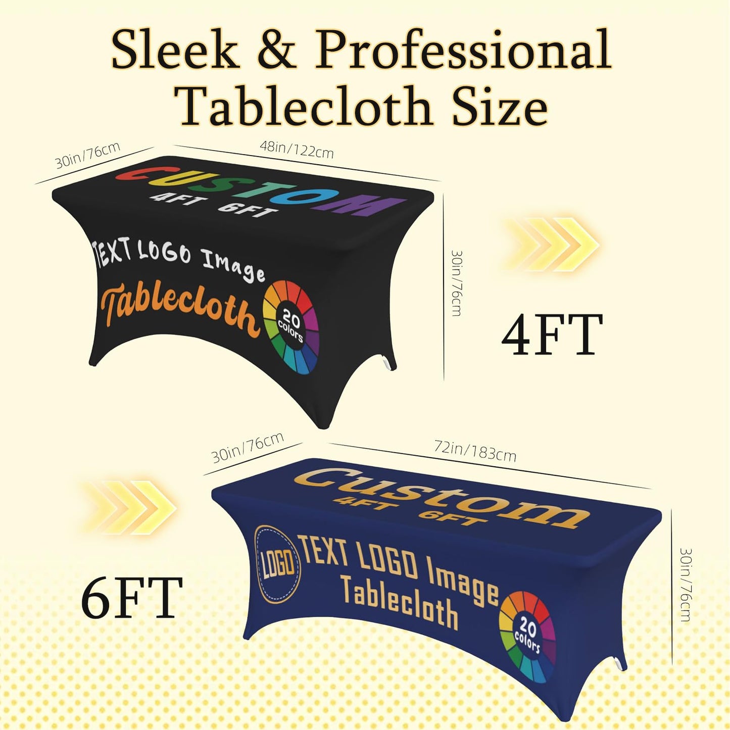 Byxhuc Custom Tablecloth for Tradeshow Business Events Wedding, Personalized Logo Table Cloth for Business Customized Fitted Rectangular Stretch Tablecloth 6FT with Logo Photo Text