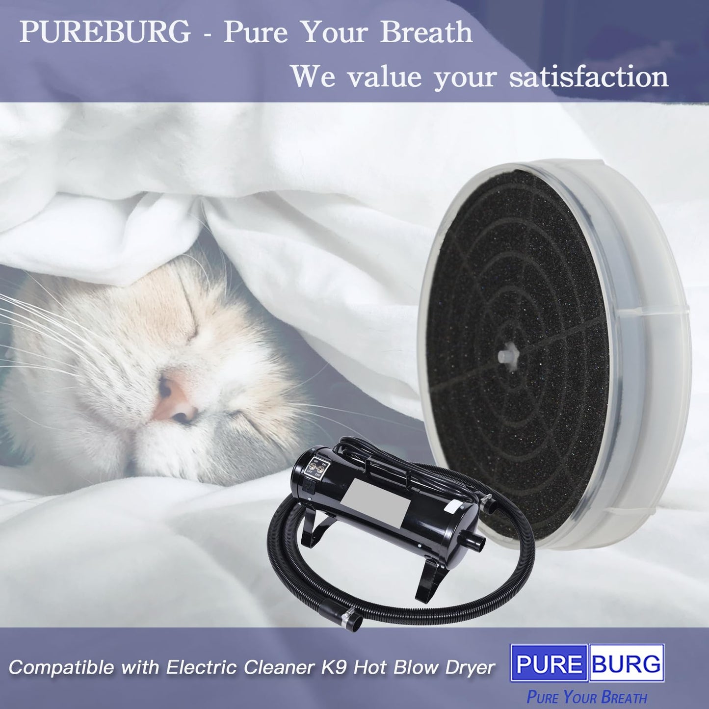 PUREBURG 6-Pack Replacement Filter Compatible with Electric Cleaner K9 Hot Blow Dryer Pet-Hair Dryer Filter Air Clean Refresh Air Filter