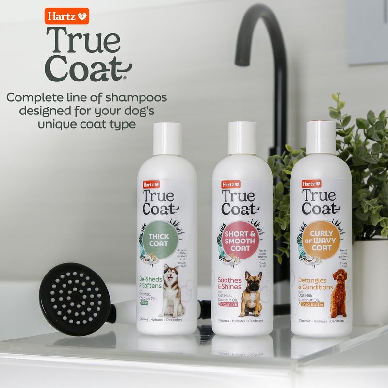 True Coat Curly or Wavy Dog Shampoo, 5 in 1 Detangles & Conditions with Oat Milk, Coconut Oil & Shea Butter, 16 oz