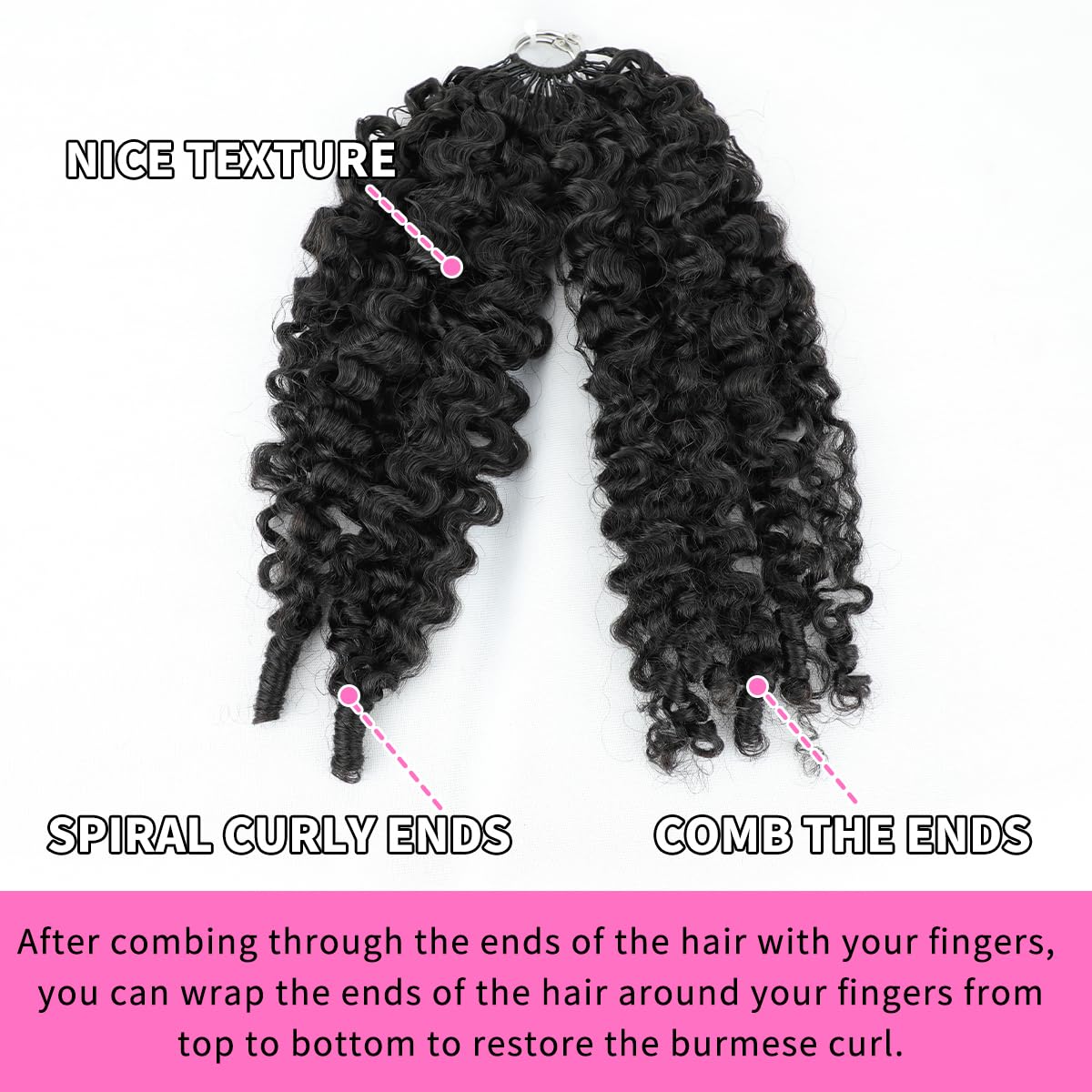 Human Crochet Hair for Black Women - 20 Inch Burmese Curly Pre-Looped | Natural Black, Reusable Bundles