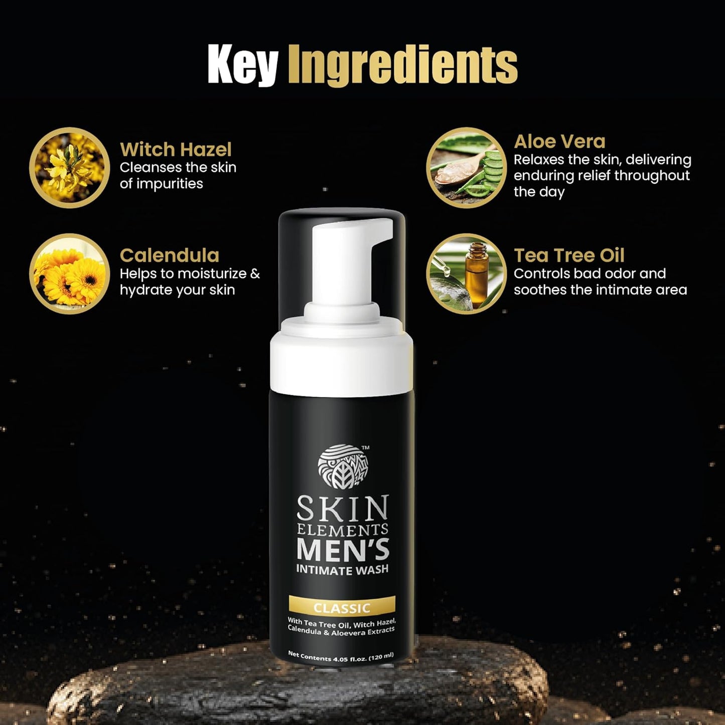 Intimate Wash for Men - pH Balanced Foaming Cleanser with Tea Tree Oil & Aloe Vera | Soothes & Refreshes | 4.05 fl. oz.