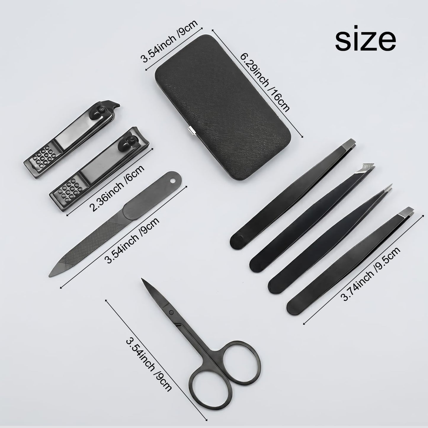 Fangze Nail Clippers and Tweezers Set, 8 Pcs Stainless Steel Manicure Pedicure Kit for Thick Nails, Travel Nail Grooming Tools with Case, Gifts for Men & Women