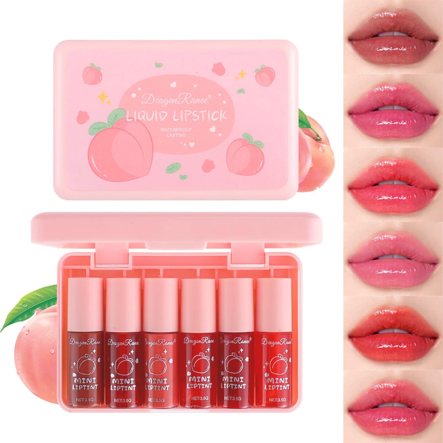 Eakroo 6 Colors Lip Tint Stain Liquid Lipstick, Lip Stain Long Lasting Waterproof, Lip Tint, Lip Gloss Set, Lip Gloss Bulk, Korean Lip Oil, Cute Stuff for Teen Girls, Lightweight, High Pigment