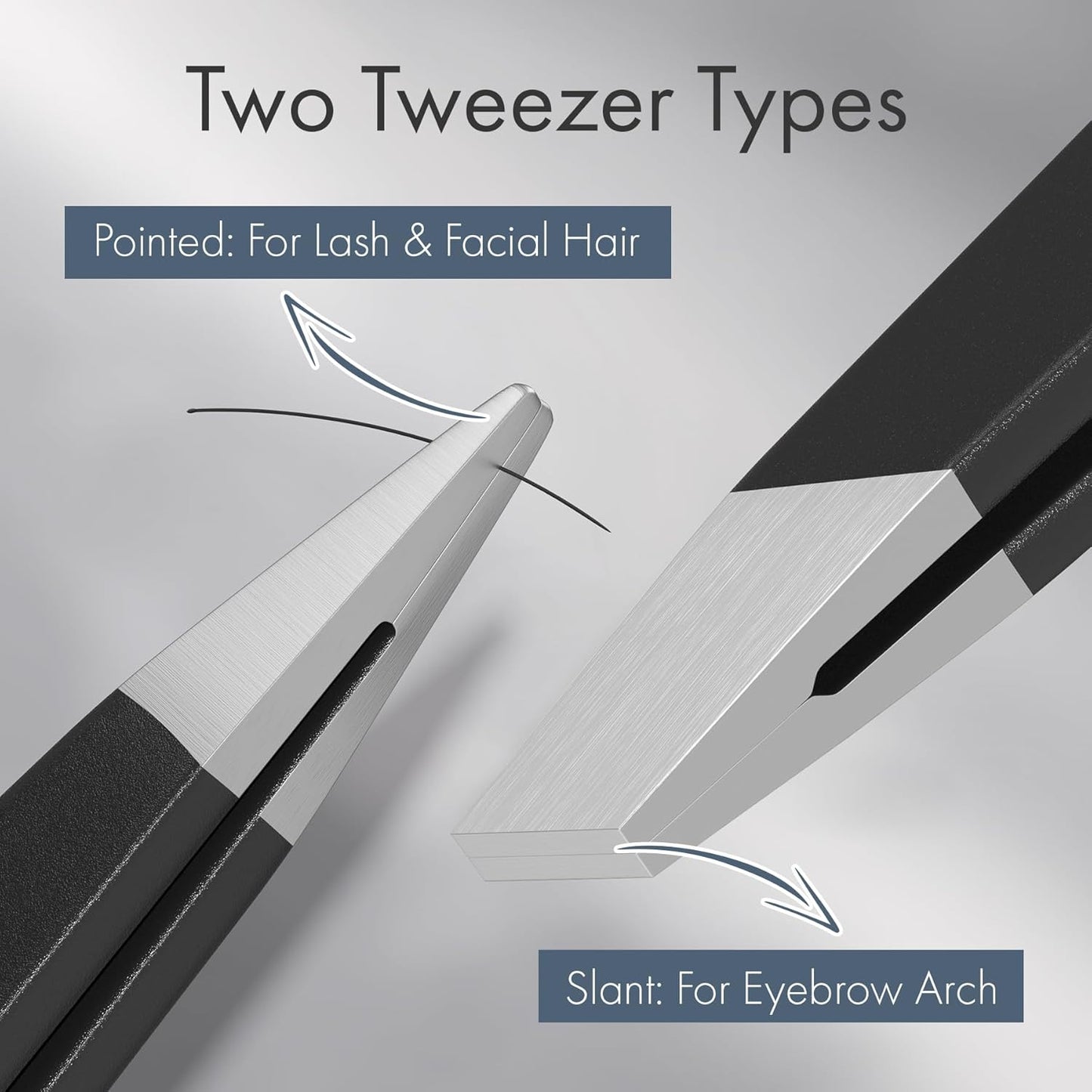 **Precision Eyebrow Tweezers Set - Slant & Point Tip Stainless Steel | 2-Pack for Men & Women**