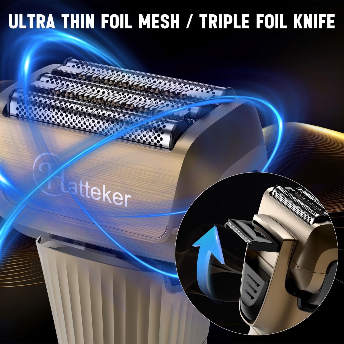 Hatteker Foil Shaver Electric Razor Men's Shaver T-Blade Trimmer Beard Trimmer Beard Clipper Hair Clipper LED Display Waterproof Wet/Dry Shaver Kit 2 in 1
