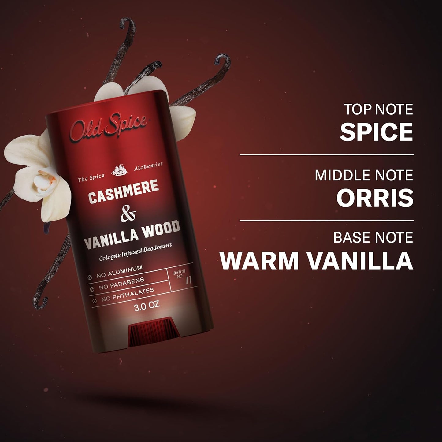 Old Spice Aluminum-Free Deodorant for Men | Cashmere & Vanilla Wood Scent, 3 oz - 24/7 Cologne Infused Formula