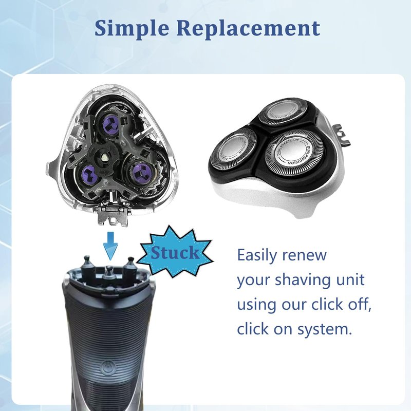Replacement Heads for Phlips PT724 & More – HQ8 Blades Compatible with PT720/721/722/723/725/726/728/729/730, AT830, AT811, Norelco Aquatec Shavers (1 Head-Silver)