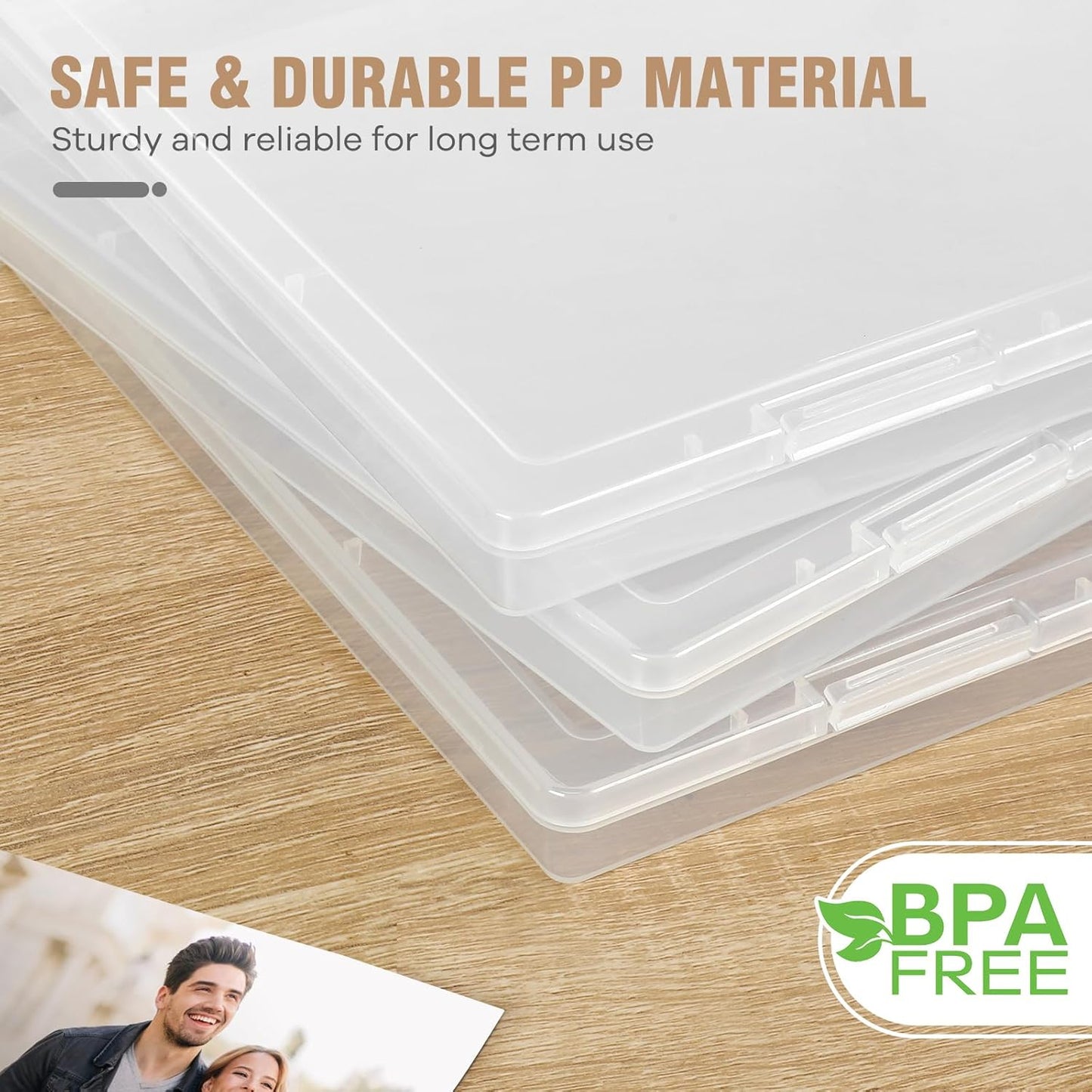 Photo Storage Box - 6 Pack Plastic Organizer for 8x10 Photos | Snap-Tight Latches, Clear Craft Case