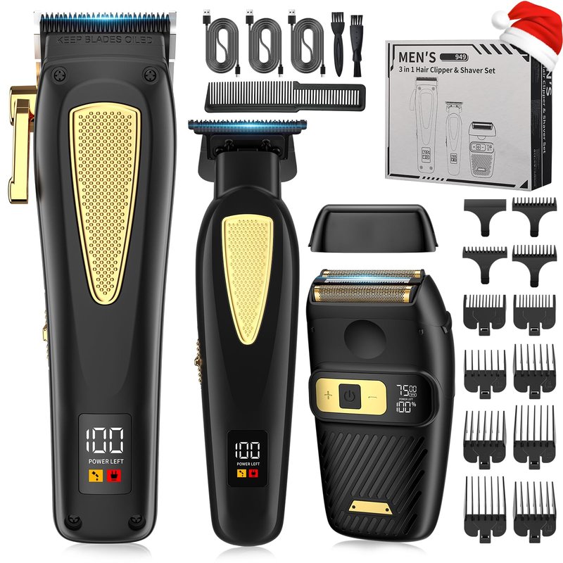 Zesuti Hair Clippers,Mens Beard Trimmer,Electric Razor for Men,Professional Hair Cutting Kit & Zero Gap T-Blade Trimmer & 7500 RPM Foil Shaver with LCD Display,Mens Gift