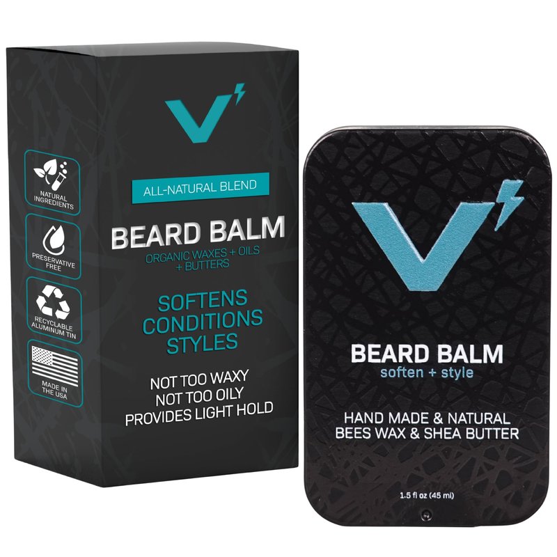 VOLT Grooming Beard Balm for Men, Organic Oils, Bees Wax, Mango & Shea Butter, Beard Care Moisturizer Leave in Conditioner for Beards, Natural Ingredients, Softens & Styles, Everest Scent, 1.5 Oz