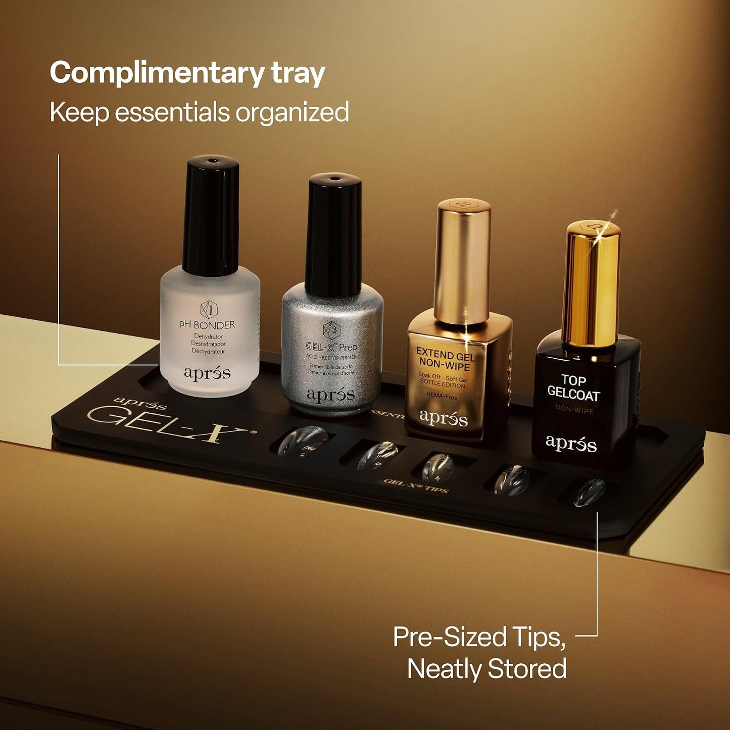 Aprés Gel-X Nail Extension Starter Kit - 14 Sizes 00-9 & Half Sizes | Soft Gel-X Tips, HEMA/TPO-Free, Natural Almond Medium