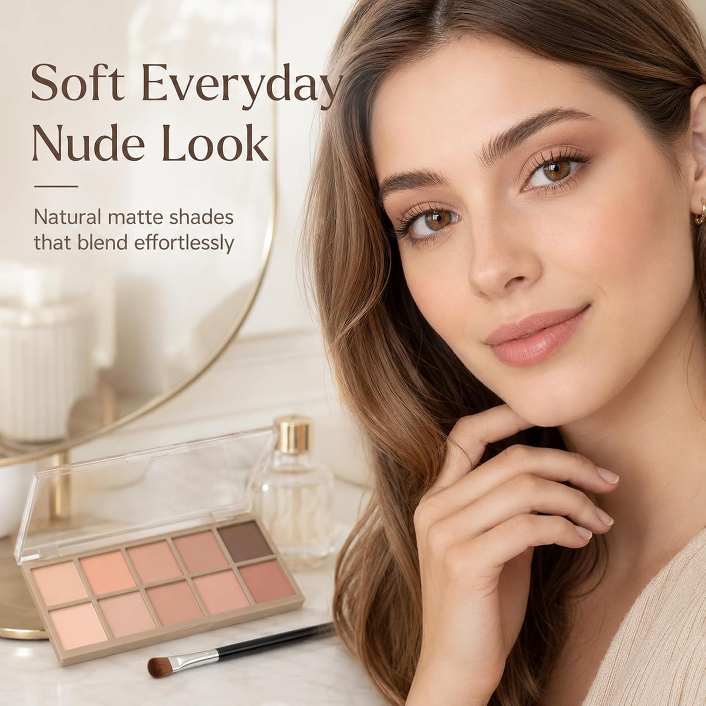 Eyeshadow Palette - 10 Color Blendable High Pigment Shades | Long-Lasting Matte for Smokey Looks