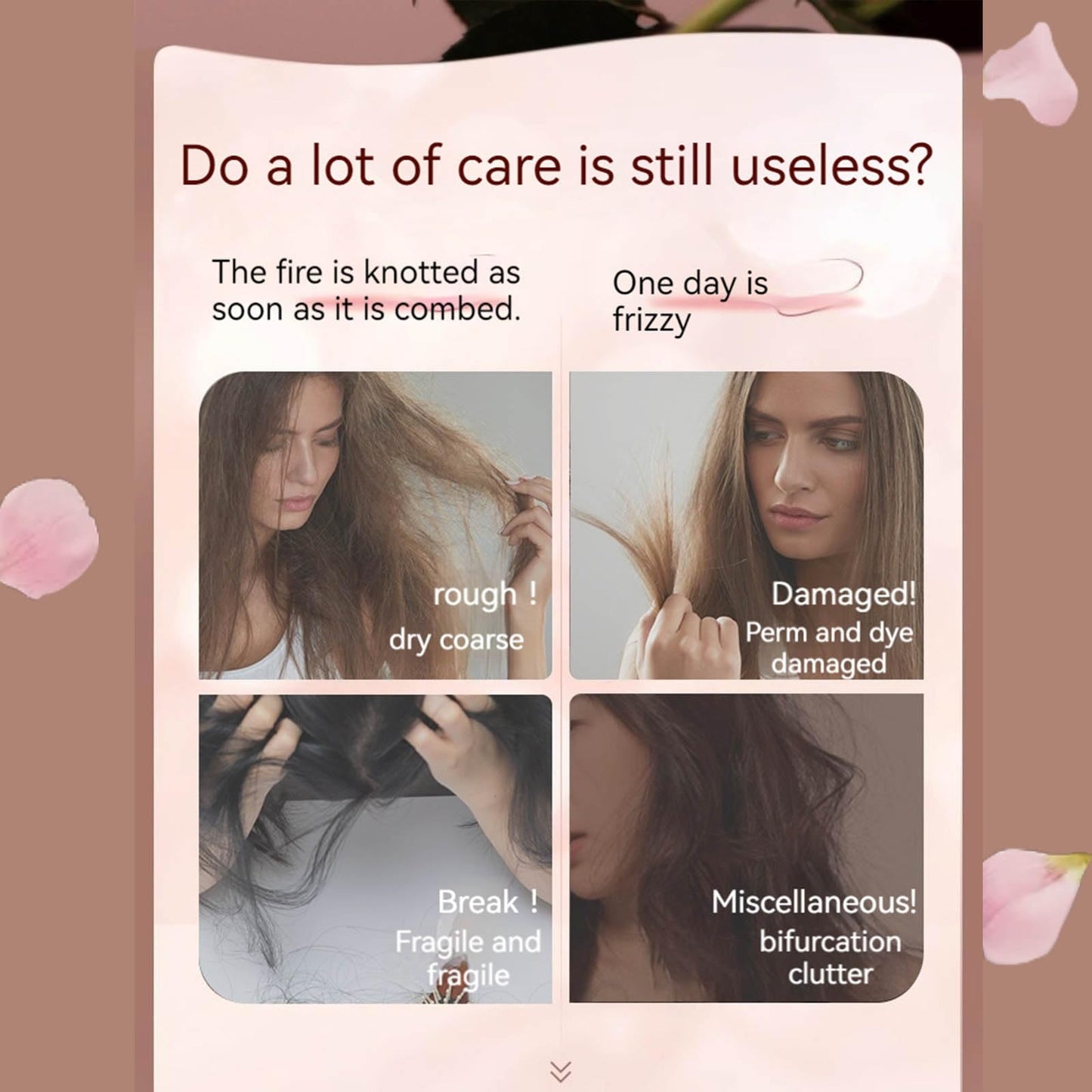 CLY AMS Hair Perfume,Hair Perfume Oil with Rose Makes Hair Smooth Split-Free Shiny and Not Easy to Break,Suitable for Frizzy Hair Damaged Hair Due to Perm and Dyeing