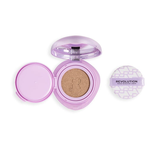 Revolution Superdewy Cushion Foundation with Peptides, Radiant Finish, Buildable Coverage, Hydrating for Mature Skin, Vegan & Cruelty-Free, Light Cool, 0.32 oz