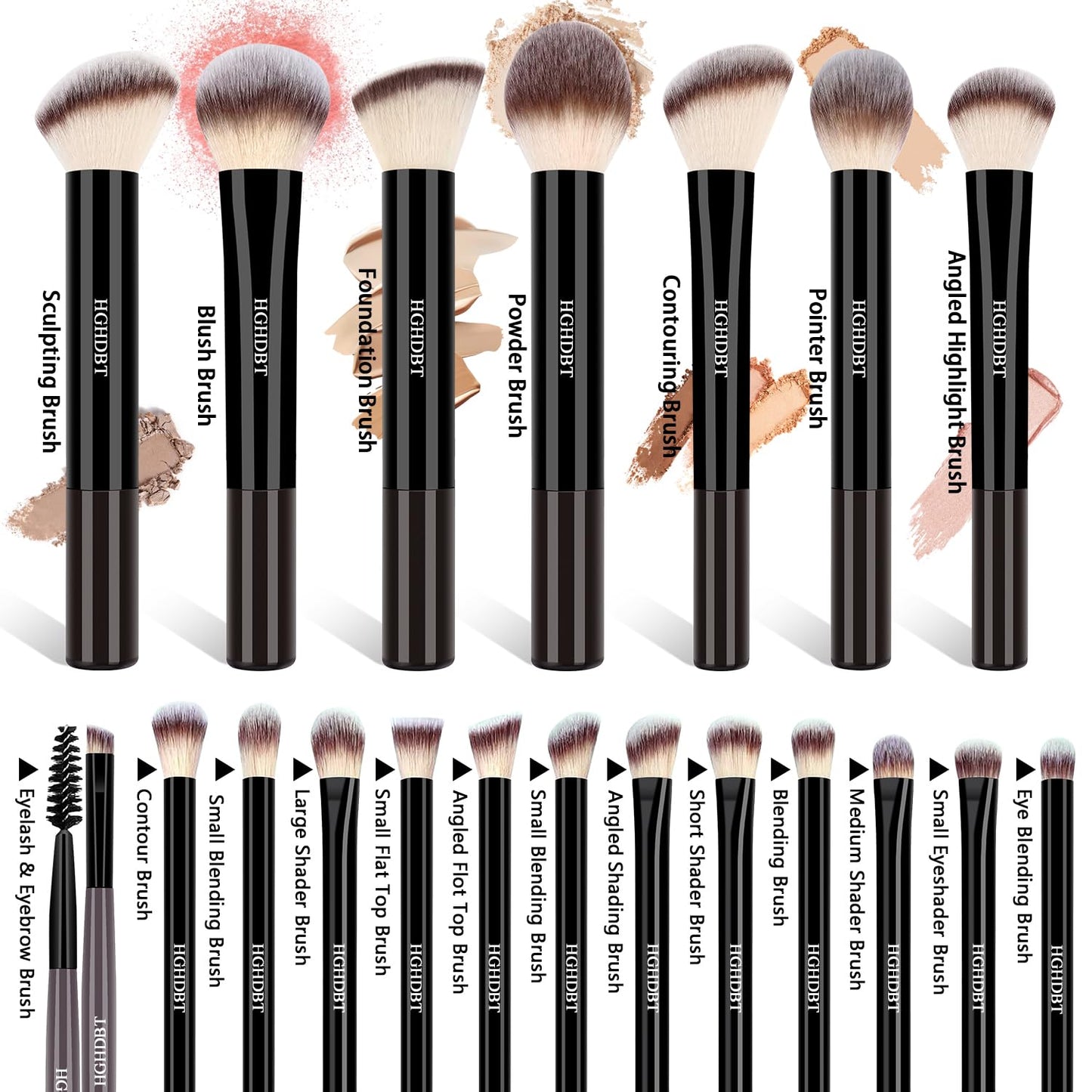 57-Piece Black Makeup Brush Set - Professional Synthetic Brushes with Case for Foundation, Concealer, Blush & Eyeshadow | Includes Beauty Blender Sponge