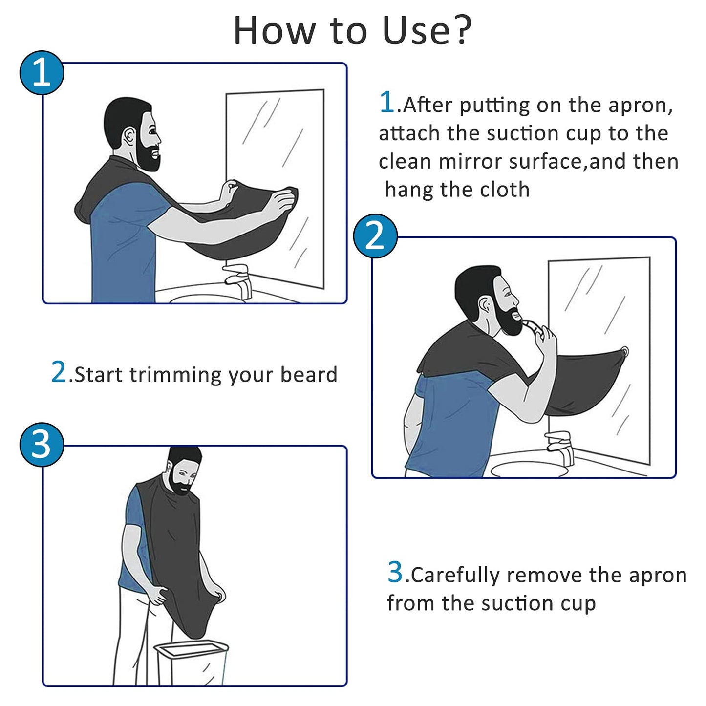 Beard Bib Beard Apron Gifts for Men Dad Stocking Stuffers Christmas Black