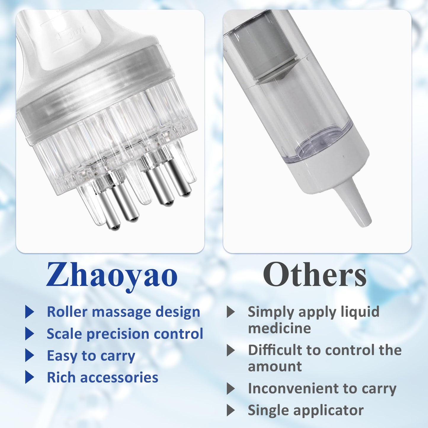 Zhaoyao 2p Minoxidil Applicator, Scalp Oil Applicator Food Grade Silicone Hair Oil Applicator Suitable for Scalp Precise Control with Roller Ball Press Design (without Minoxidil Solution)