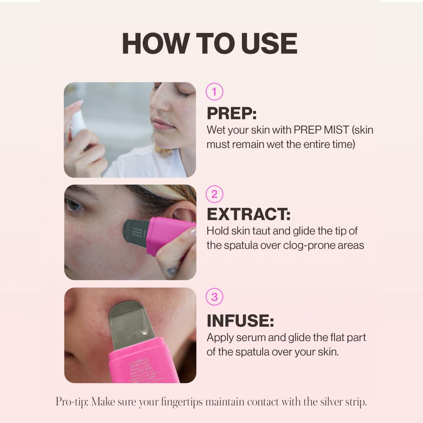 DERMAFLASH DERMAPORE+ Skin Care Device, Ultrasonic 2-in-1 Pore Extractor and Skincare Infuser, Stone