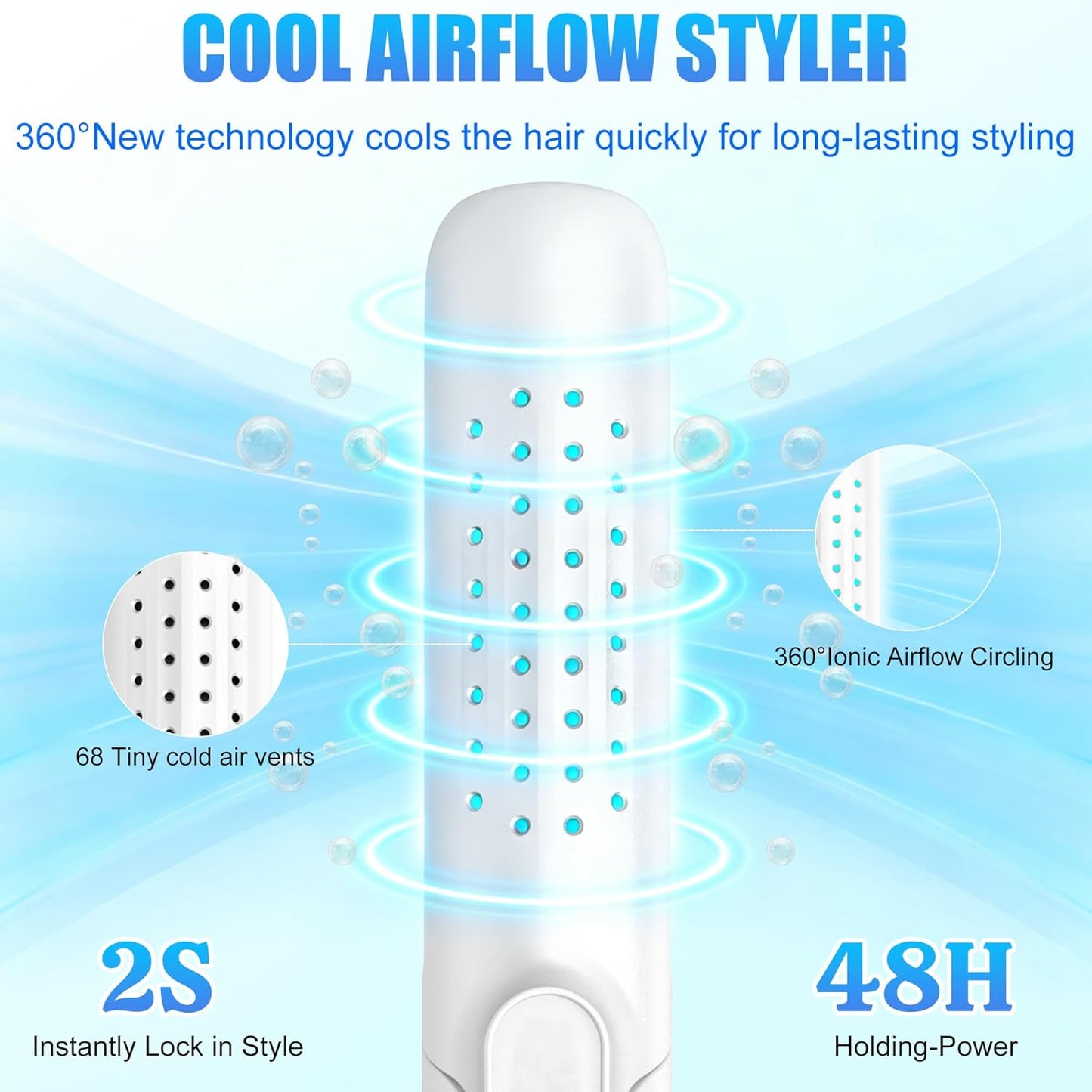 2-in-1 Curling Iron & Straightener - Ceramic Negative Ion Styler with 360° Airflow | 5 Temp Settings, Dual Voltage