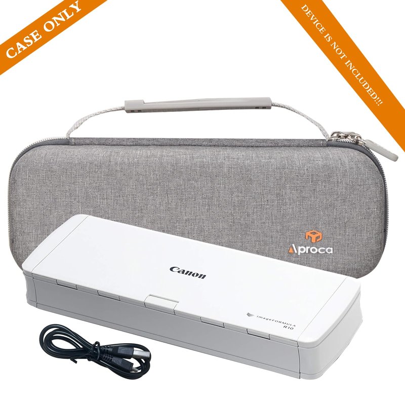 Aproca Case Compatible with Canon ImageFORMULA R10 / ImageFORMULA P-215II Portable Document Scanner, Hard Storage Bag for Accessories -Grey (Case Only)
