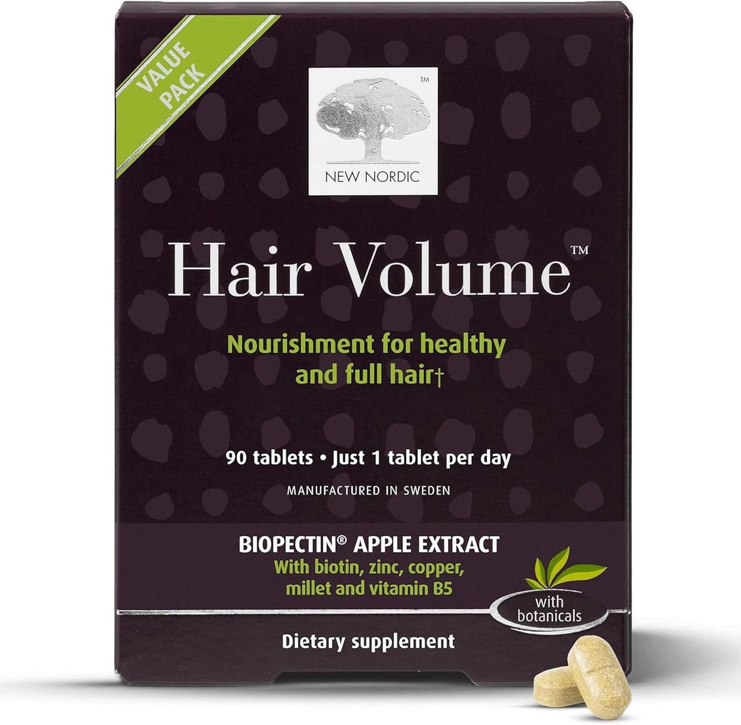 Hair Volume Tablets - Biotin Hair Supplement for Fuller-Looking Hair | Daily Wellness Formula | 30 Count