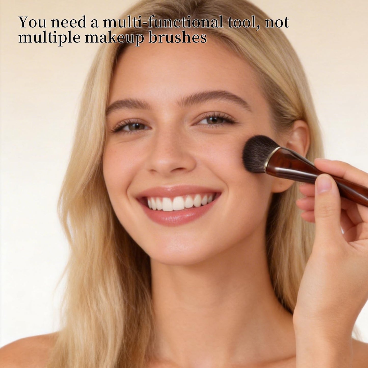 Angled Foundation Brush for Liquid & Cream - Dense Kabuki Makeup Brush for Seamless Blending & Contouring - Professional Soft Synthetic Brocha para Maquillaje (Brown)