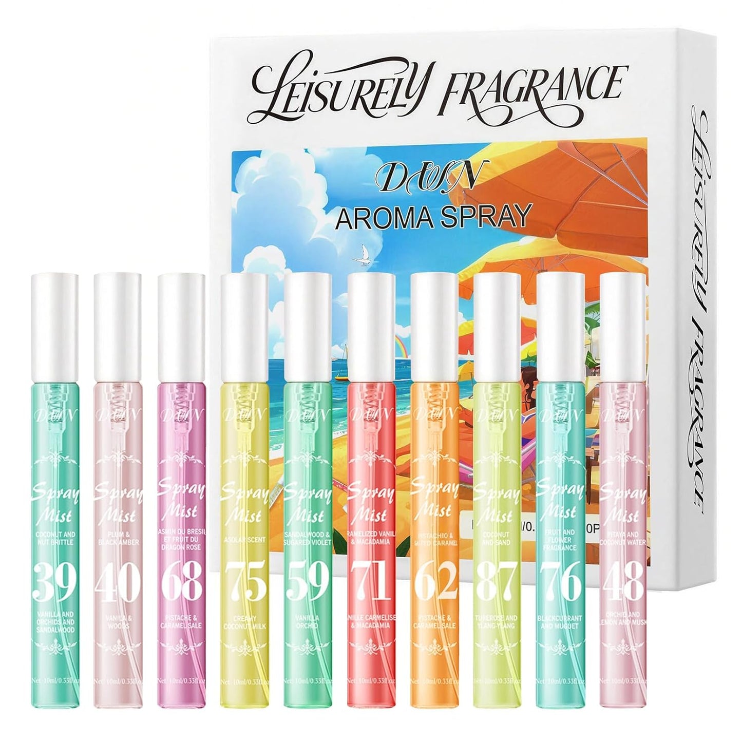 Hair Perfume Mist - Travel Size Set with 10 Long-Lasting Scents | Ideal Gift for Women
