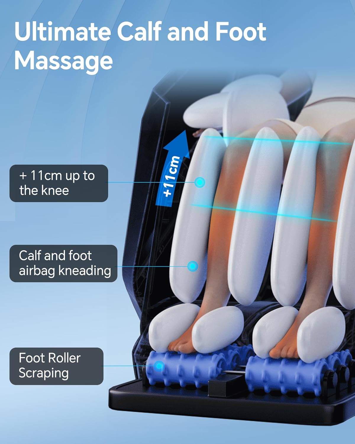 Full Body Massage Chair - 3D SL-Track Shiatsu with Rocking Sleep Mode, Upgraded Calf & Knee Massage for Tall Users | Wireless Charging, Black