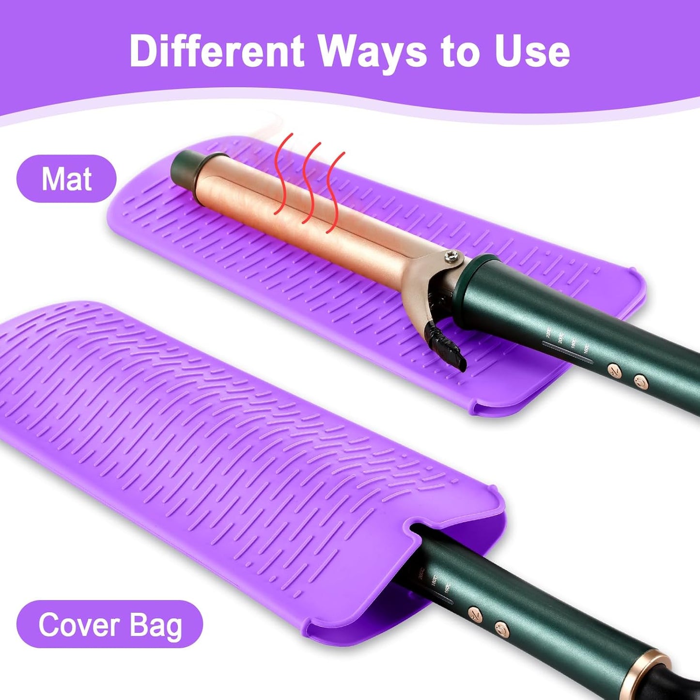 Heat Resistant Hair Tools Bag - Neoprene Curling Iron & Flat Iron Holder | Travel Case & Silicone Mat Pouch (Mandragora)