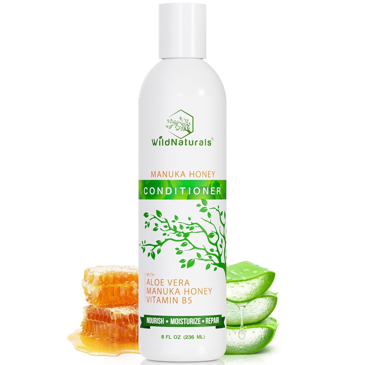 Natural Hydrating Conditioner - Sulfate-Free Dandruff Relief with Aloe Vera & Manuka Honey | Ideal for Oily & Curly Hair