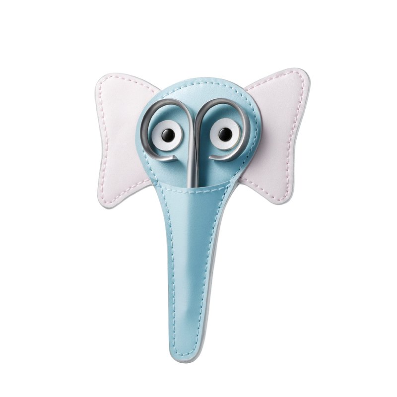 Rubis Stainless Steel Infant Nail Scissors with Blue Leather Elephant Case, For Precise Fingernails and Cuticles, 1K416, Silver,Rubis Switzerland Swiss Made World Renowned Precision