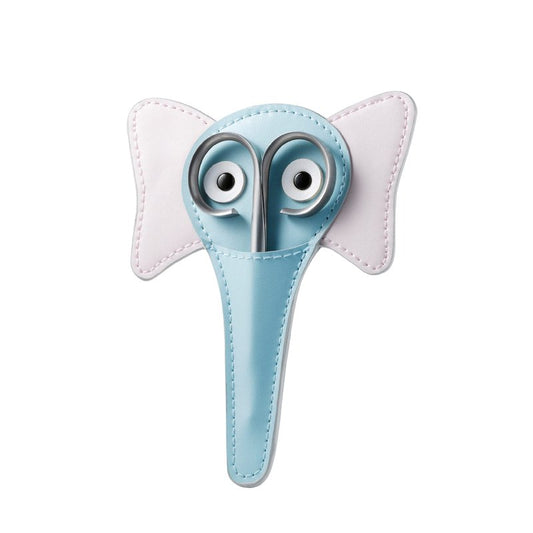 Rubis Stainless Steel Infant Nail Scissors with Blue Leather Elephant Case, For Precise Fingernails and Cuticles, 1K416, Silver,Rubis Switzerland Swiss Made World Renowned Precision