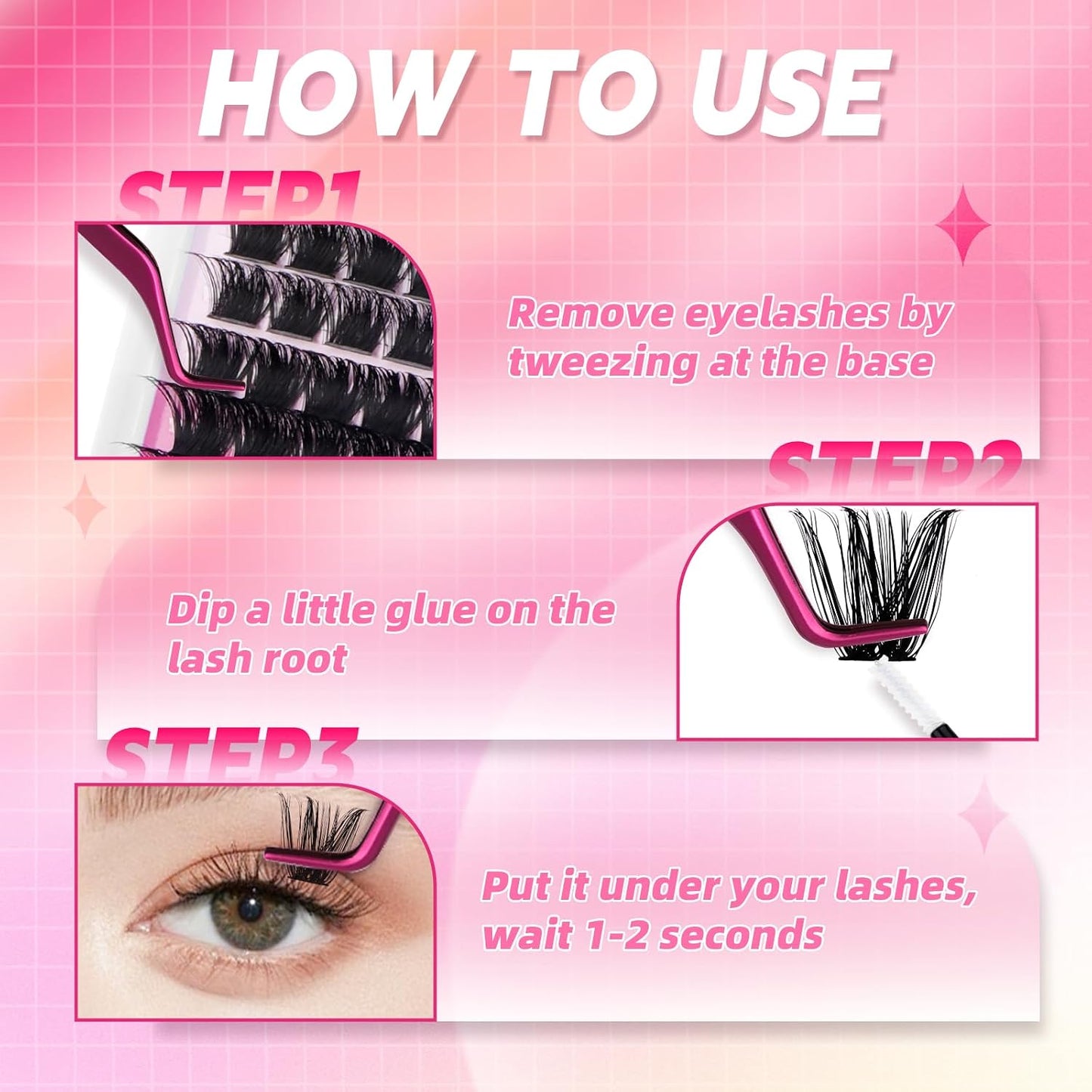 Cluster Lashes - D Curl Wispy Individual Eyelash Extensions for Natural Look | Reusable Fluffy DIY Kit (12-18mm Mix)