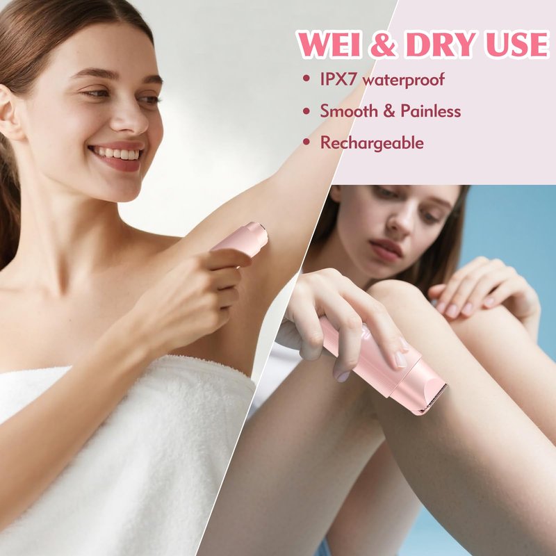 Bikini Trimmer for Women, 2 in 1 Electric Razor for Women Body Underarm Pubic Hair, Rechargeable LED Display Electric Trimmer
