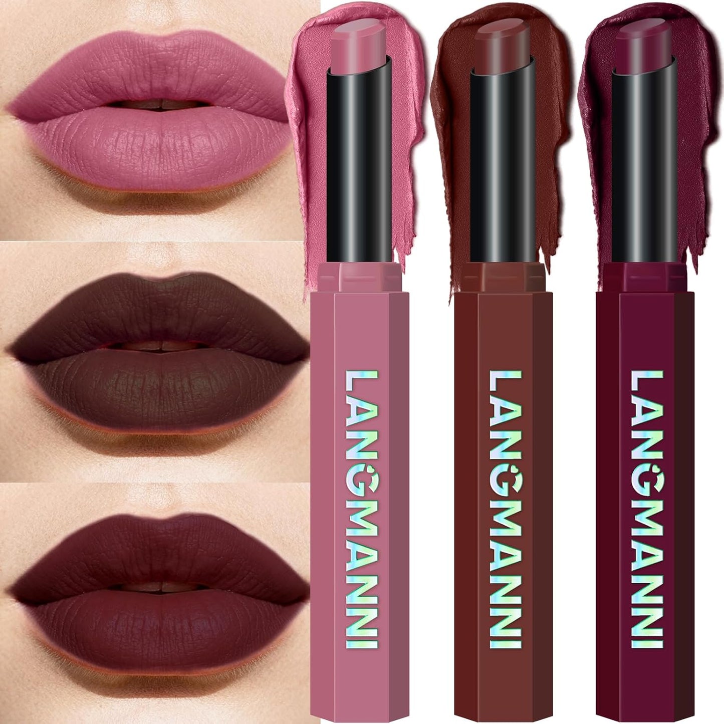 10Pcs Velvet Matte Lipstick Set - High Pigment, Long-Lasting, Waterproof | Soft Dark Nude Shades for Women